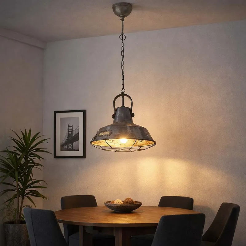 Finale Uitverkoop Hanglamp, lantaarn ontwerp, zilver, D 38 cm