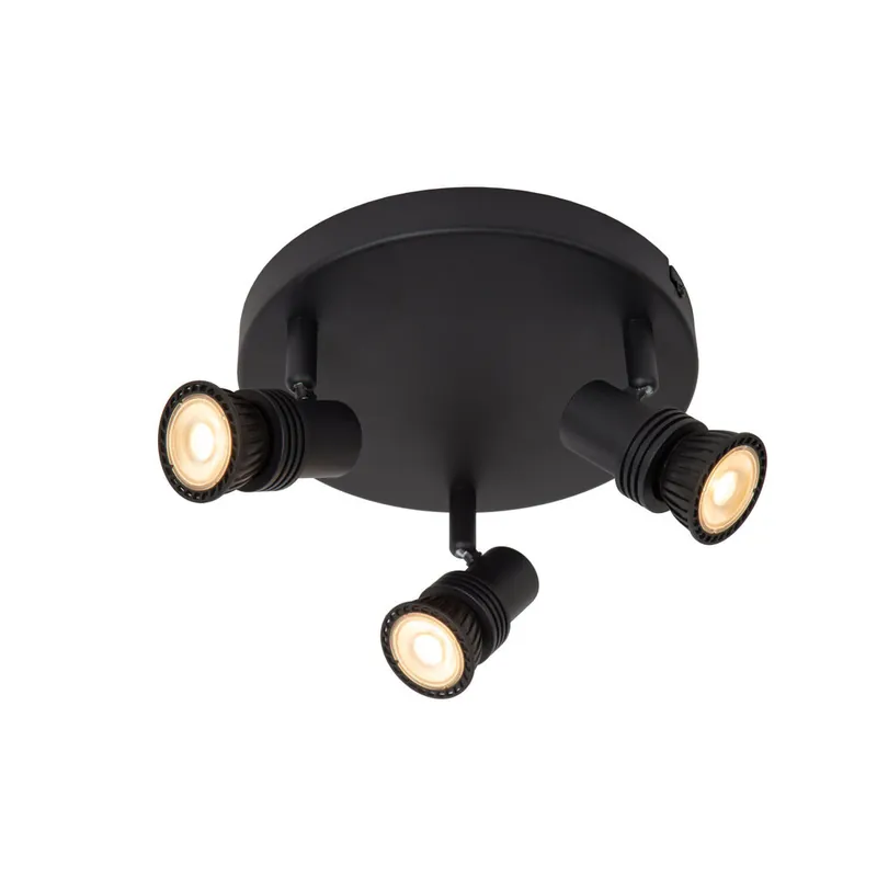 Laatste Kans Lucide KIANTI - Plafondspot - Ø 21 cm - 3xGU10 - Zwart