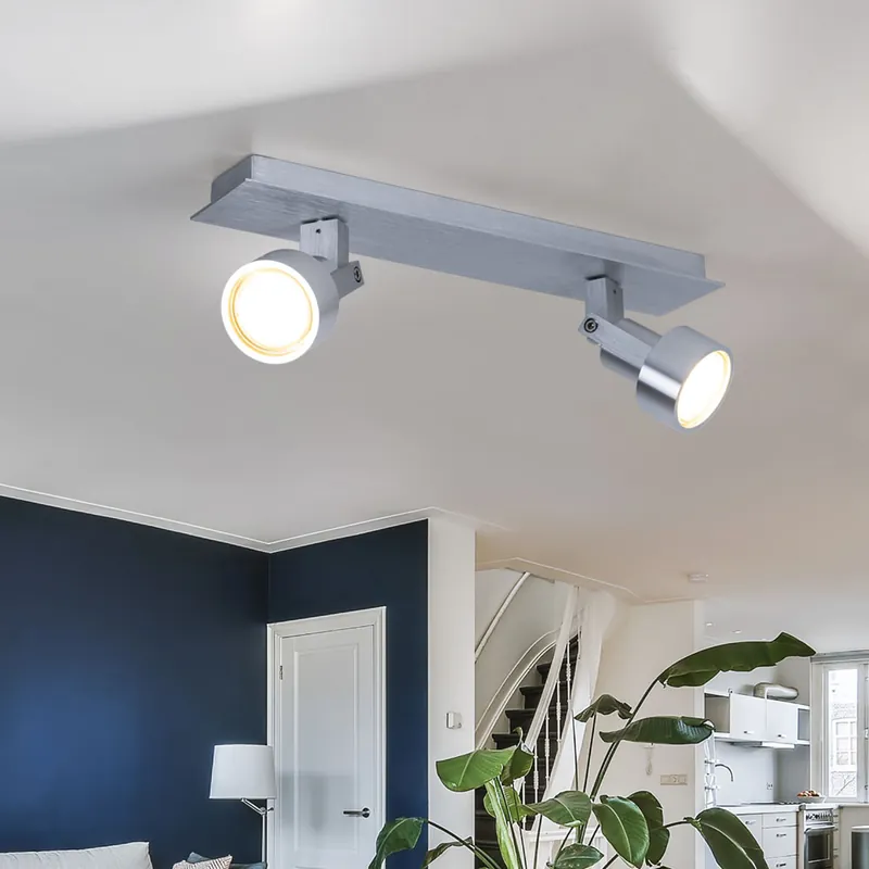 LED plafondlamp, chroom, verstelbare spots, L 34 cm Must-Have