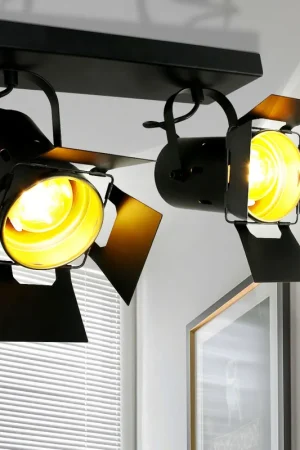Speciale Aanbieding Plafondspot, spot studiolamp, zwart-goud, hoogte 33 cm