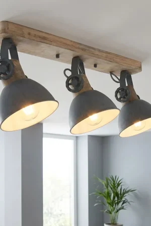 Koopje Plafondlamp, hout, verstelbare spot, L 59 cm, GEARWOOD