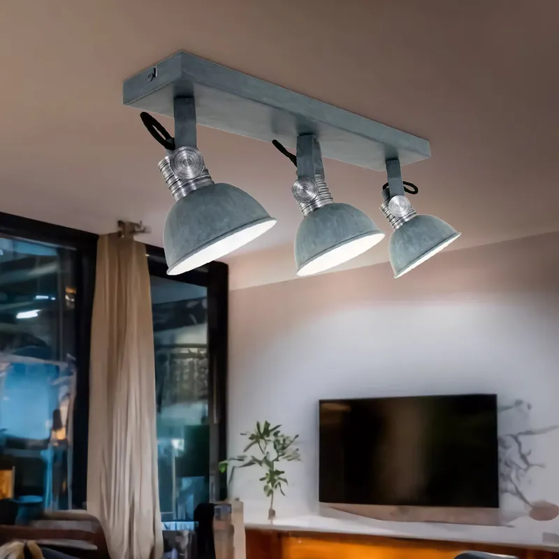 Rechtstreeks Van De Fabrikant LED plafondlamp met 3 beweegbare spots, grijs, BROOKLYN