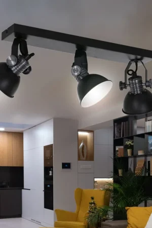 Express Levering LED plafondlamp met 3 beweegbare spots, zwart, BROOKLYN