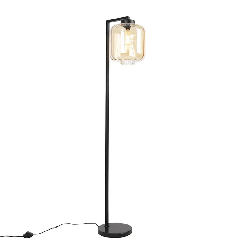 Qazqa vloerlamp qara beige e27 Rechtstreeks Van De Fabrikant