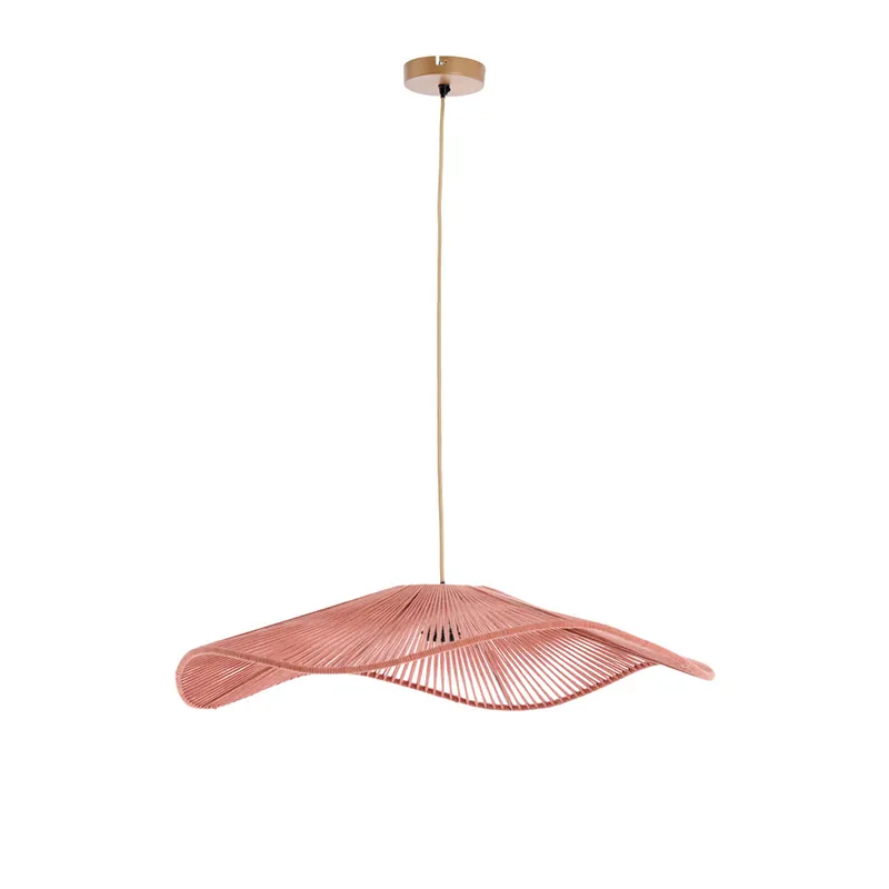 Lage Kosten Rafa hanglamp in terra oudroze met organisch textiel design maat L