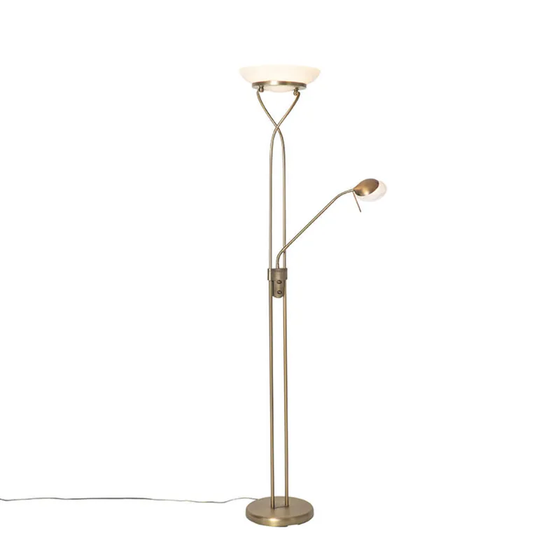 Dagaanbieding Qazqa staande lamp met leesarm empoli bronskleurig geïntegreerde led
