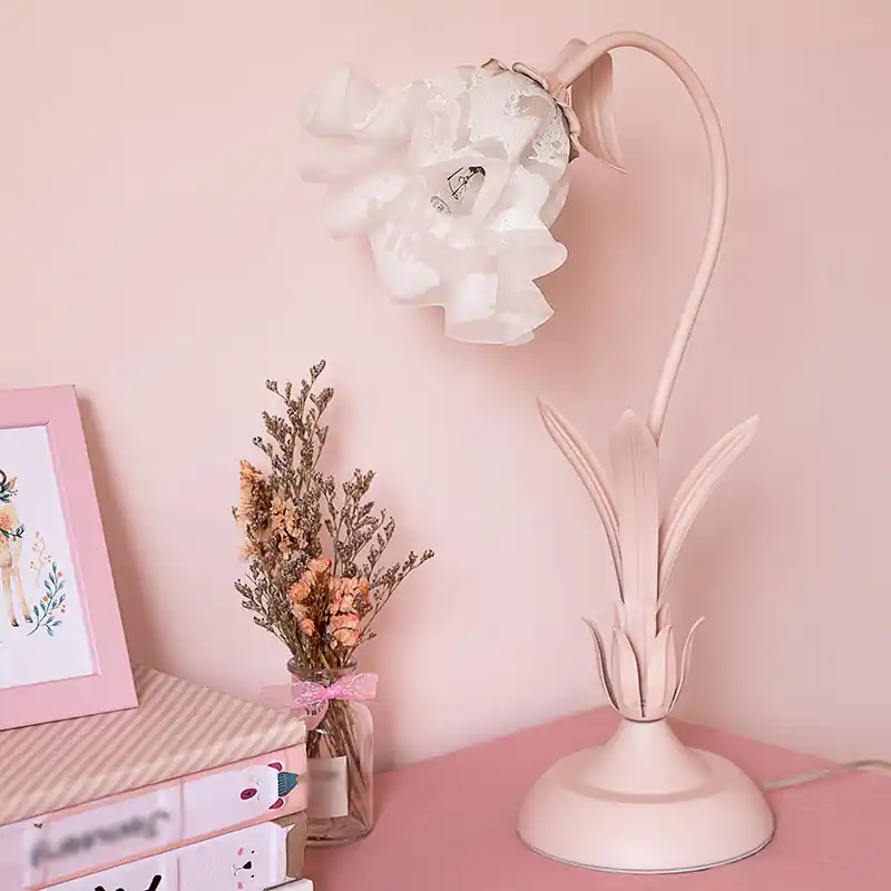 Shop Nu Roze Lelie Tafellamp - Koreaanse Tuin Opaalglas Sfeerlamp