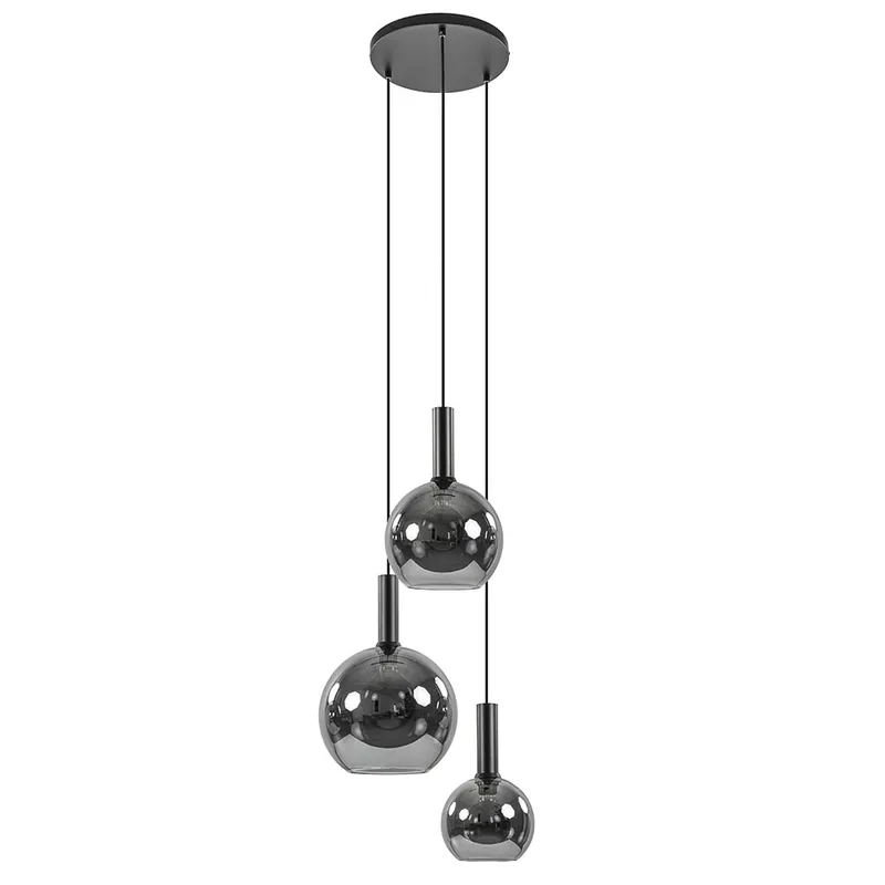 Ronde 3-lichts hanglamp met diverse smoke glazen kappen Laatste Versie