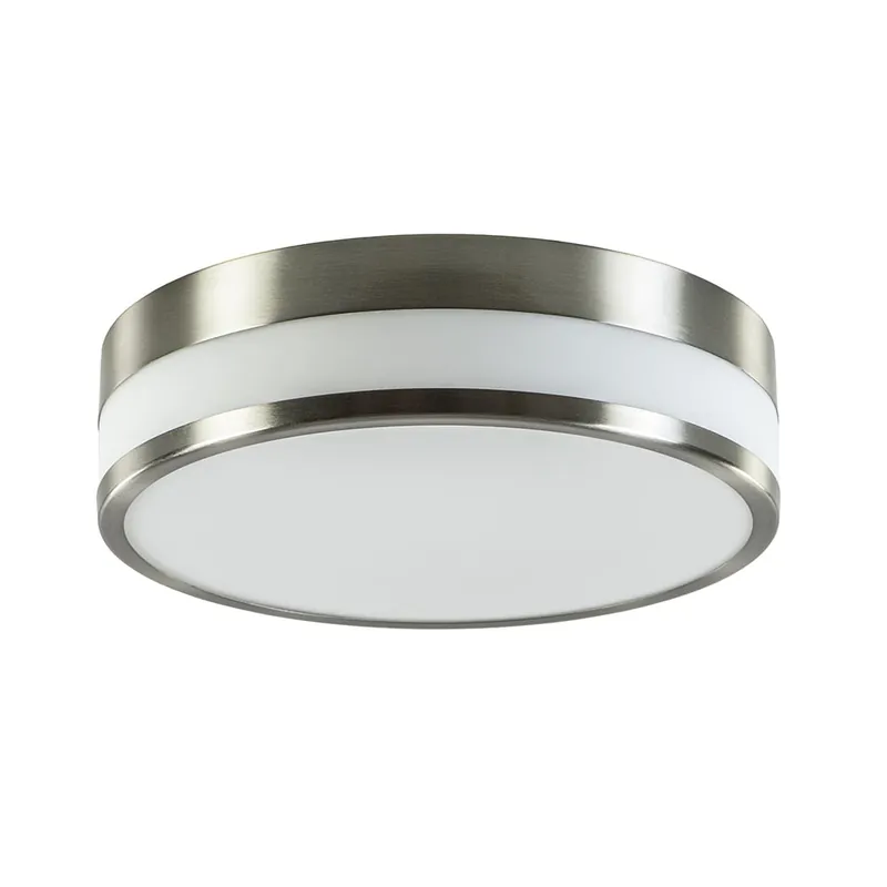Premium Ronde badkamer plafonnière nikkel met opaal glas