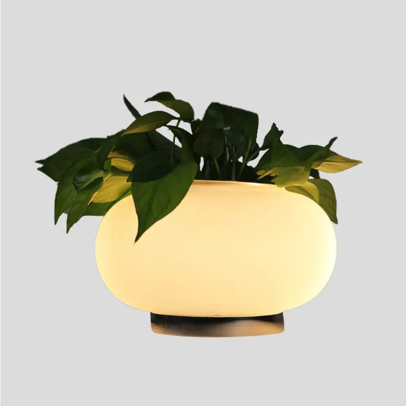 PlantGlow - Ovale Tafellamp met Plantenhouder en LED-verlichting Gratis Retour