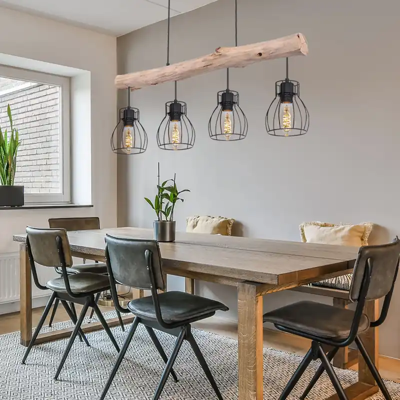 Hanglamp, rasterdesign, hout, H 140 cm, MINA Favoriet