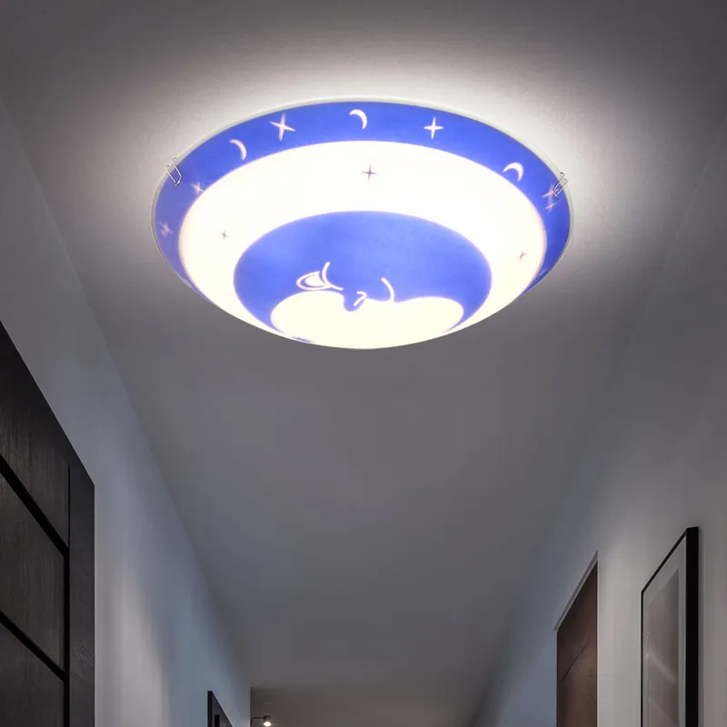 Plafondlamp, glas, maansterren, blauw, wit, 30 cm Beperkte Voorraad