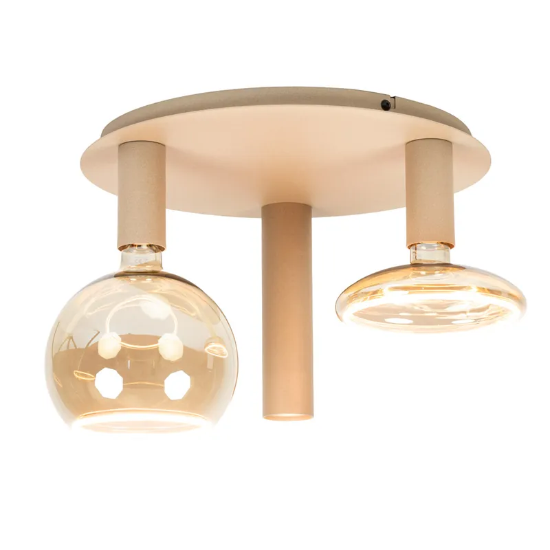 Laatste Versie Ronde plafondlamp Como in beige/zand 3-lichts