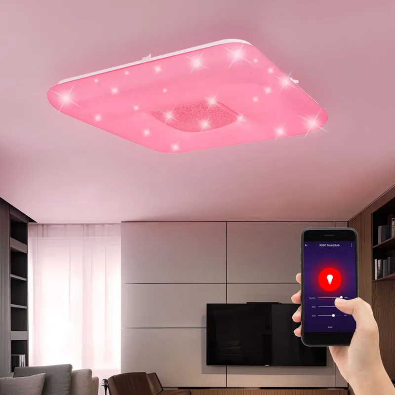 Bestseller RGB LED plafondlamp, afstandsbediening, app-bediening, L 50 cm