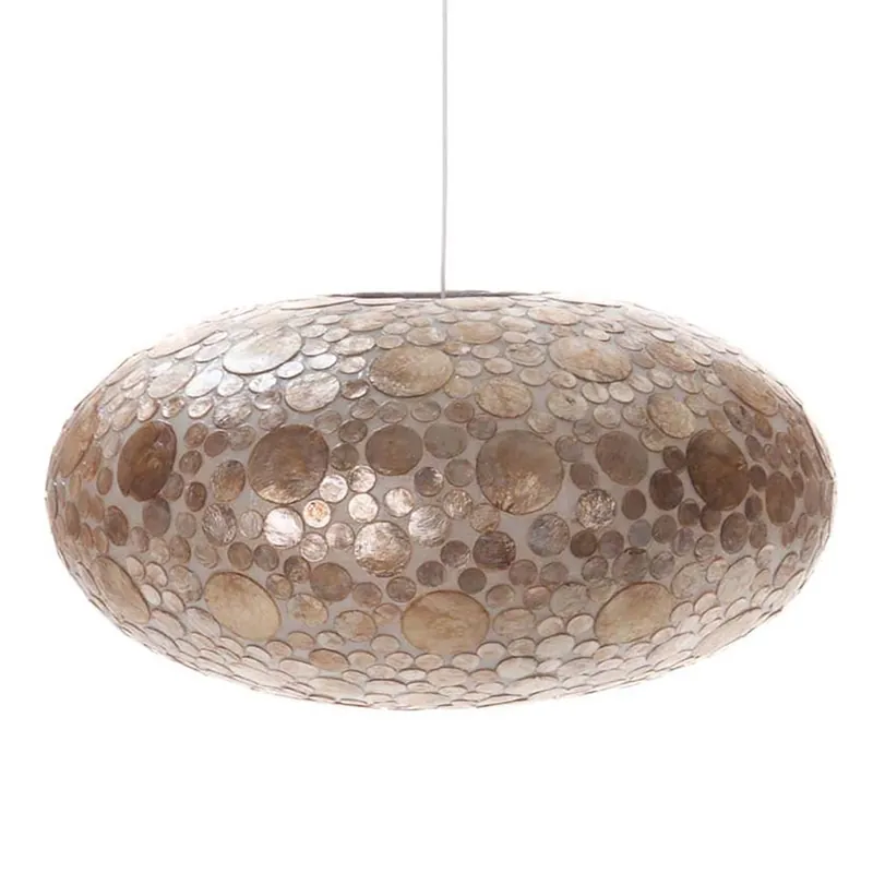 Schelpen hanglamp coin goudbruin groot Hete Deal