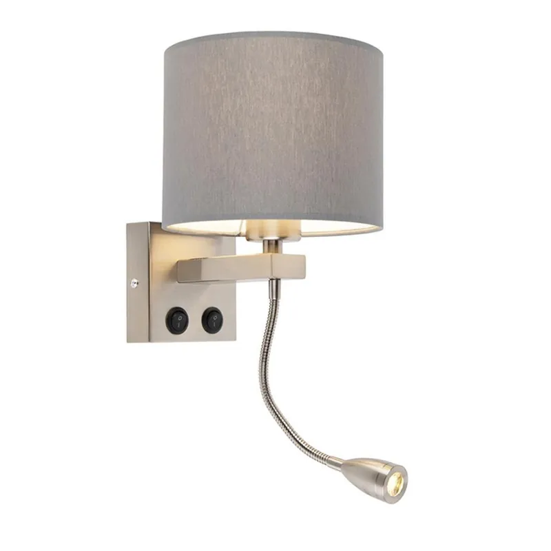 Voordeelprijs Qazqa wandlamp brescia combi grijs e27