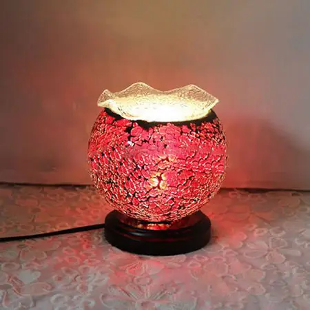 Hete Deal Tiffany Bureaulamp - Bolvormig Glas met Plug-in Snoer voor Kinderslaapkamer