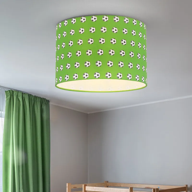 Betaalbaar Plafondlamp, metaal, voetbal design, groen, H 30 cm