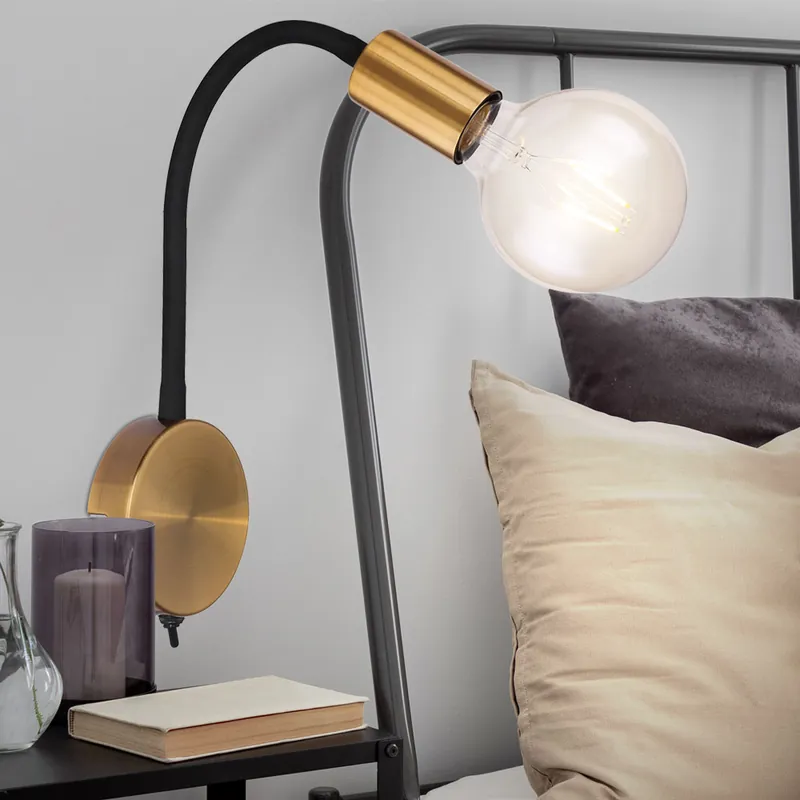 Laatste Versie Vintage wandlamp, goud zwart, Flexo, EDDY