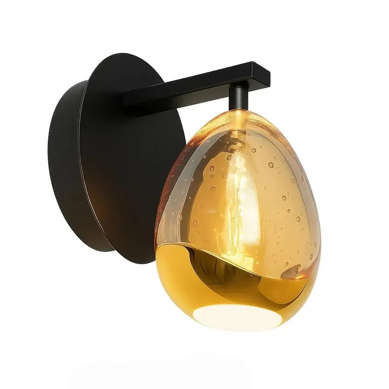 Highlight Wandlamp Golden - amber zwart - 18x14.8 cm Tijdelijk Beschikbaar