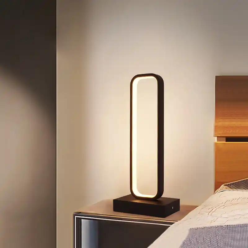 SimpleLED - Zwart Metalen Nachtkastje Lamp met Afgeronde Rechthoekige Vorm Betaalbaar