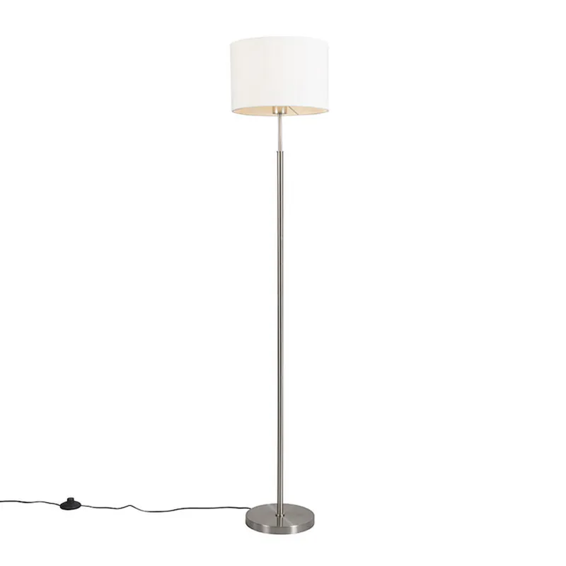 Speciale Aanbieding Qazqa staande lamp met kap vt wit e27