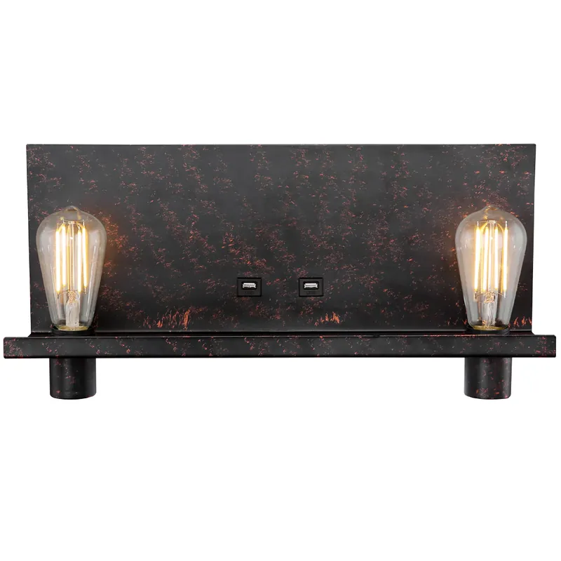 Wandlamp, zwart-goud, USB-aansluiting, 48 cm, BAYUDA Korting