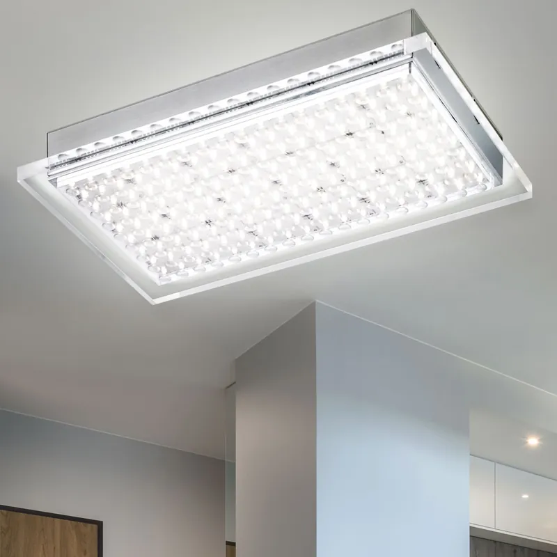 Aanbieding LED plafondlamp, staal, zilver, acrylglas, L 31 cm