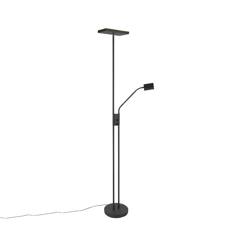 Qazqa staande lamp met leesarm jazzy zwart geïntegreerde led Beperkte Voorraad