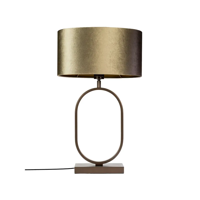 Tafellamp Verona choco/kap taupe+goud Beste Prijs