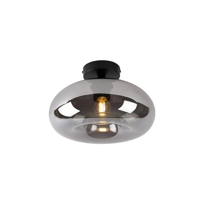 Shop Nu Qazqa plafondlamp busa zwart e27