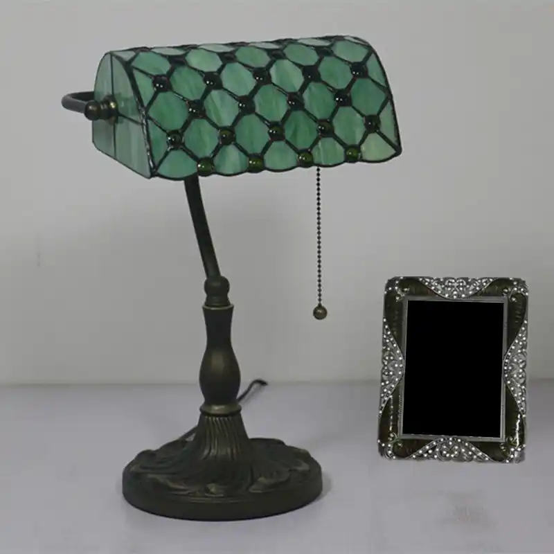 Premium Halve Cilinder Tafelverlichting - 1-Licht Antieke Nachttafel Lamp met Trekketting