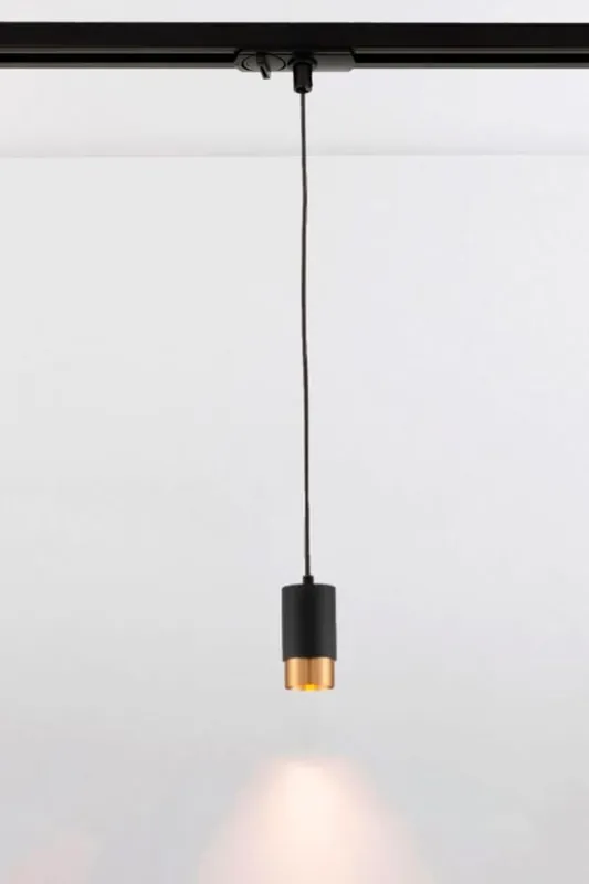 Koker hanglamp CAREGA 11 cm voor LUNA spanningsrail | Zwart / Goud Beperkt Aanbod
