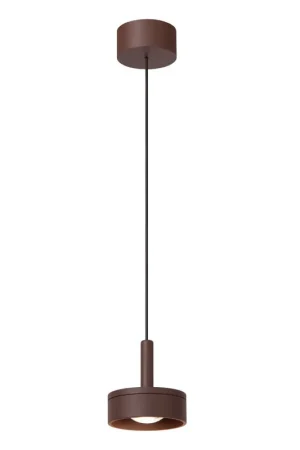 Aanbieding Lucide LENZ - Hanglamp Binnen/Buiten - Ø 11 cm - LED - 1x8W 2700K - IP54 - Roest bruin | Essential