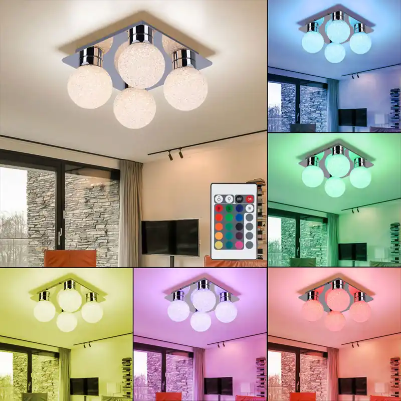 RGB LED plafondlamp, globes, dimbaar, afstandsbediening Flitsaanbieding