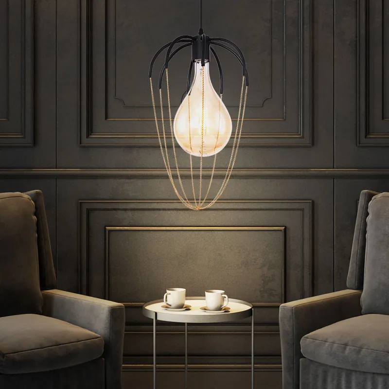 Gecertificeerd Hanglamp, zwart, kooi, goudkleurig, H 120 cm