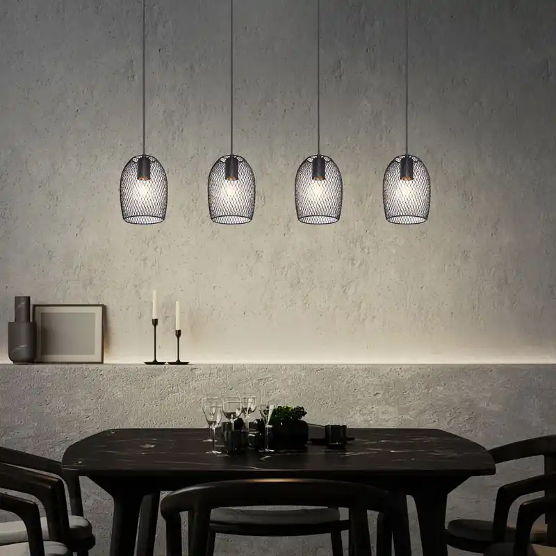 Hanglamp, kooilook, zwart, 4 vlammen, L 100 cm Betrouwbaar