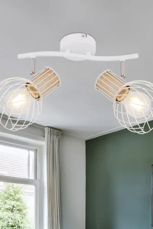 Beperkte Voorraad Plafondlamp, flexibele spots, 2 vlammen, wit, L 29,6 cm