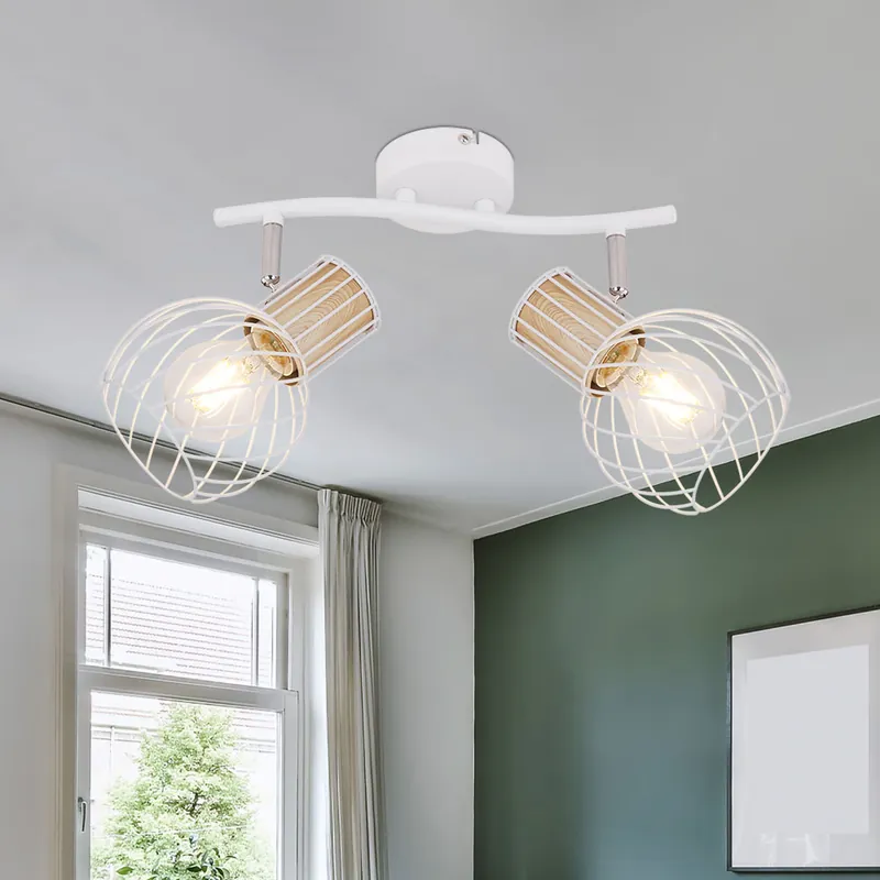 Beperkte Voorraad Plafondlamp, flexibele spots, 2 vlammen, wit, L 29,6 cm