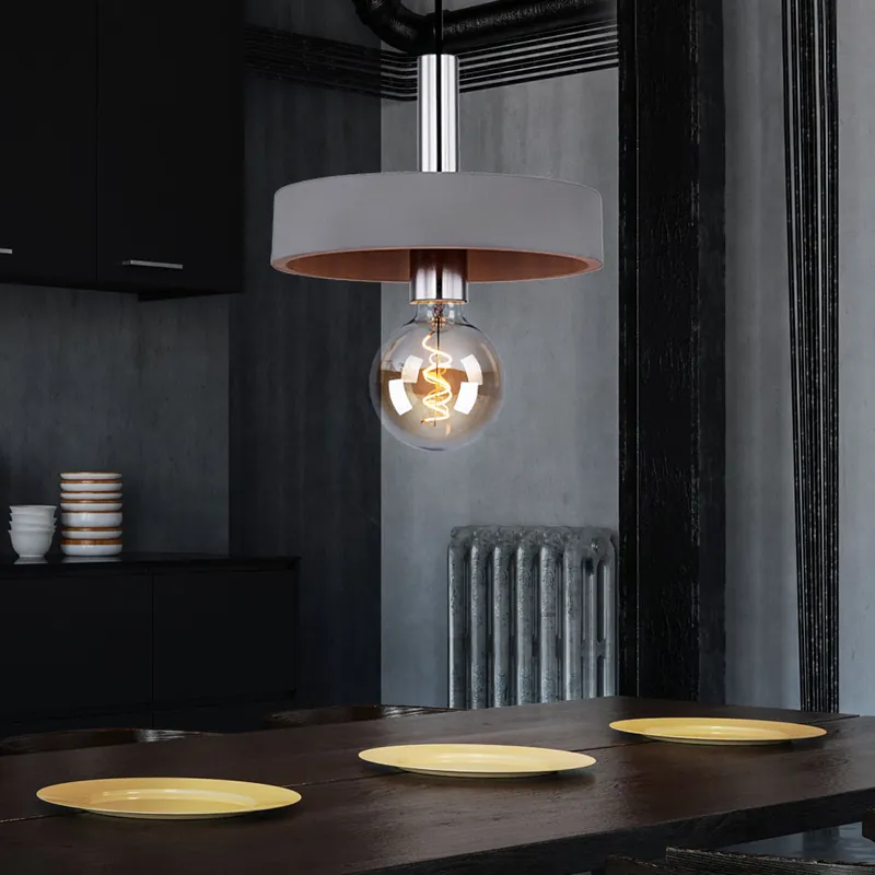 Betrouwbaar Hanglamp, metaal, beton, grijs, H 171 cm