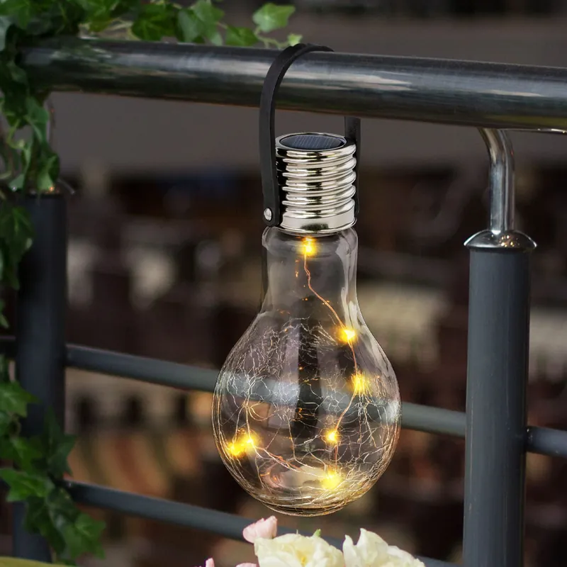 LED buiten solarlamp, bolvorm, craqueléglas Koopje