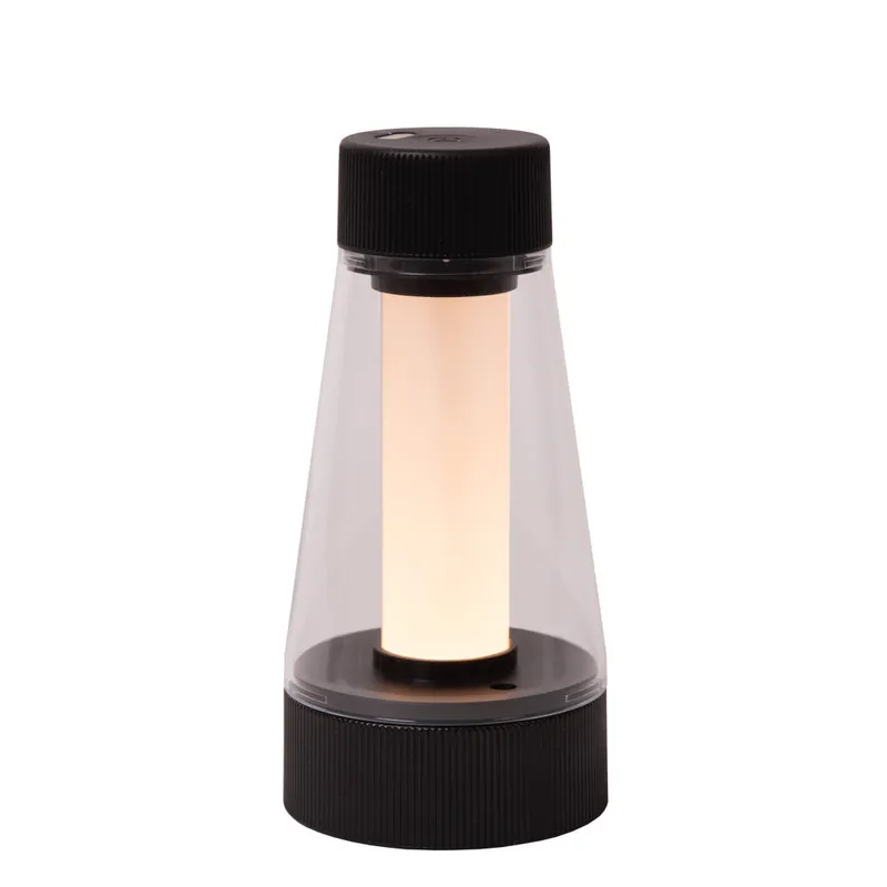 Lucide LORALI - Oplaadbare Tafellamp Binnen/Buiten - Accu/Batterij - Ø 7,7 cm - LED Dimb. - 1x1,2W 2600K/3000K - IP44 - Zwart Gereduceerde Prijs