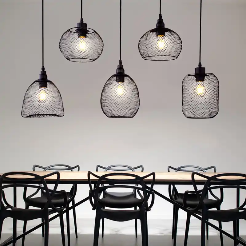 Hanglamp, kooilook, verschillende kappen, zwart, L 89 cm, ANYA Weekendaanbieding