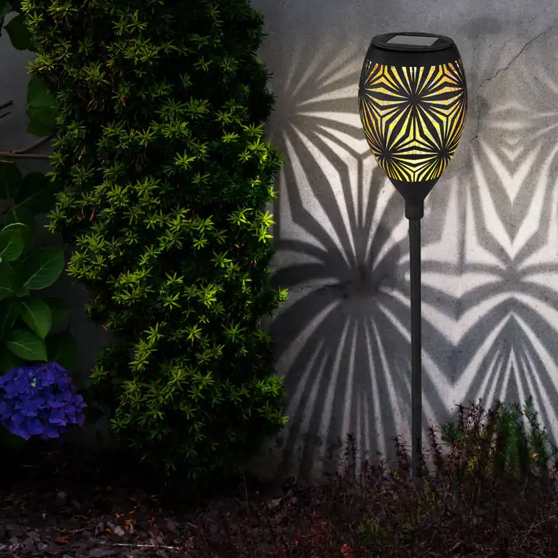 LED solar steeklamp, metaal, zwart, weerbestendig, H 58 cm Tijdelijk Beschikbaar