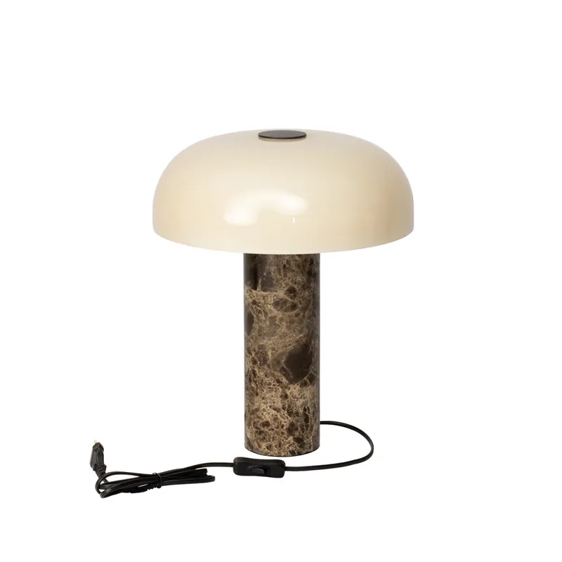 Rechtstreeks Van De Fabrikant Vintage marmeren tafellamp met brede glazen kap