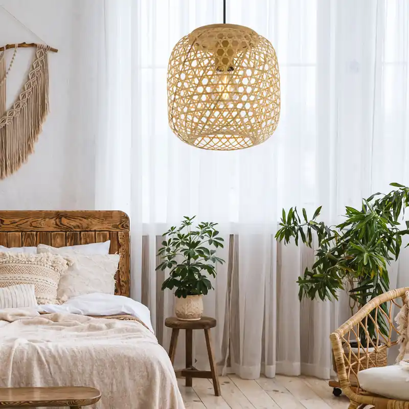 Finale Uitverkoop Hanglamp, vlechtwerk van bamboe, naturel, 23 cm