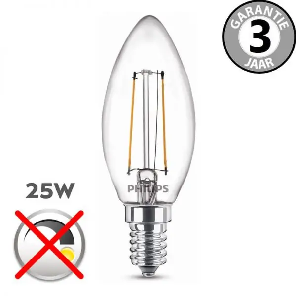 Beperkte Voorraad Philips LEDclassic kaarslamp 25 watt (2W) E14 | Helder