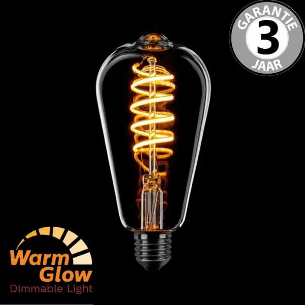 Beperkt Aanbod LED Rustika CURVE HELDER DIMTONE 6 watt E27 | WARMGLOW dimbaar