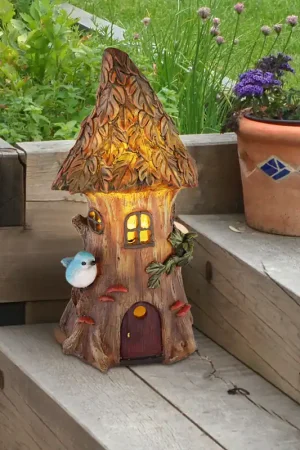 Actieprijs LED solarlamp, boomstam huis, decoratief licht, H 23 cm