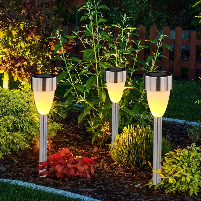 LED solarlampen, set van 3, roestvrij staal, schakelaar, H 36,5 cm Favoriet